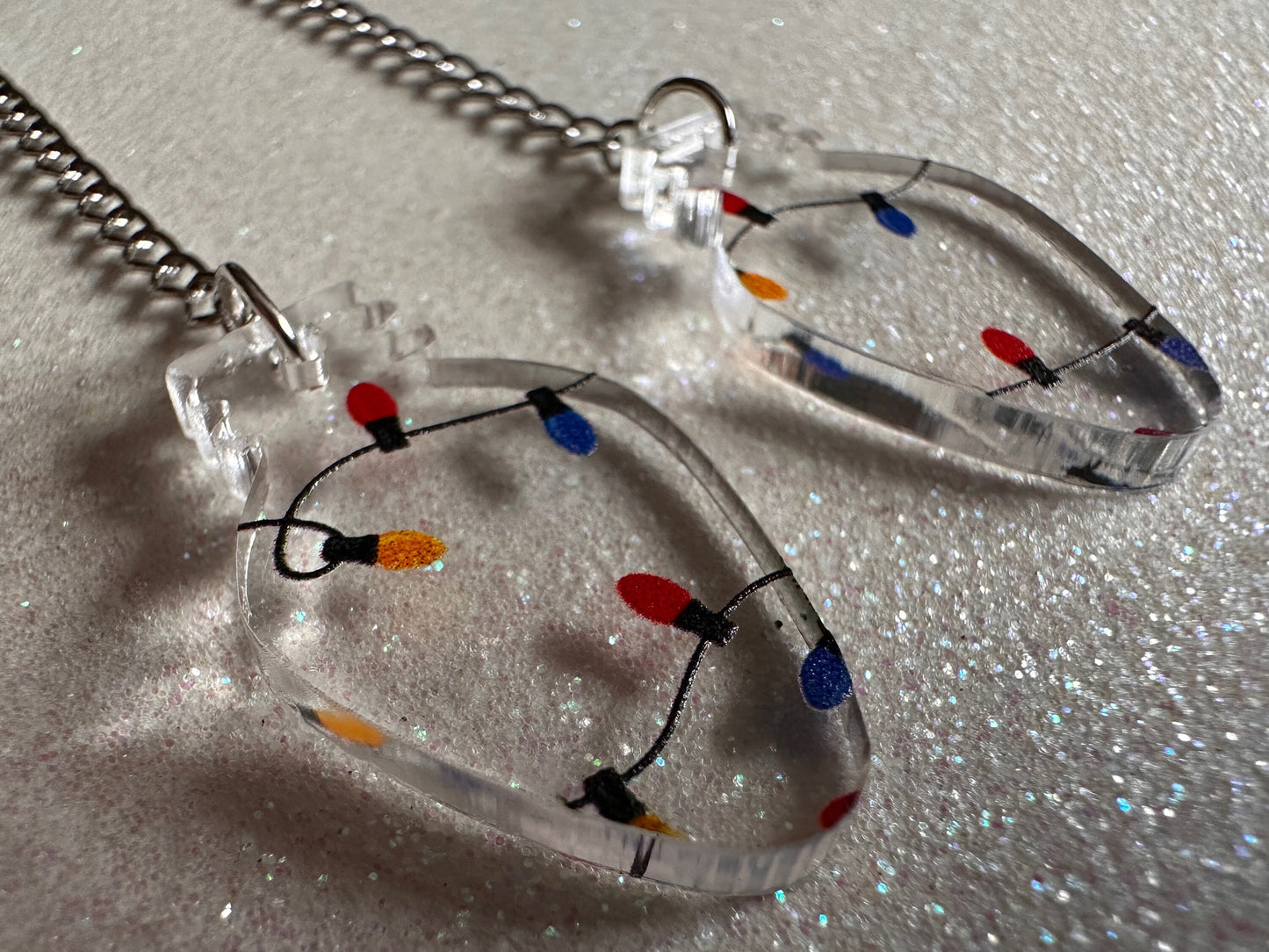 Christmas Light Earrings: Laser Cut Acrylic Christmas Fairy Lights, X-mas, Winter, Festive, Xmas, Holidays, Best Gifts for Her/Him/Them