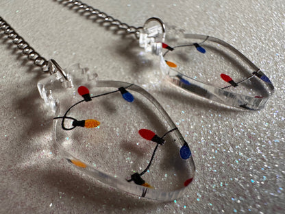 Christmas Light Earrings: Laser Cut Acrylic Christmas Fairy Lights, X-mas, Winter, Festive, Xmas, Holidays, Best Gifts for Her/Him/Them
