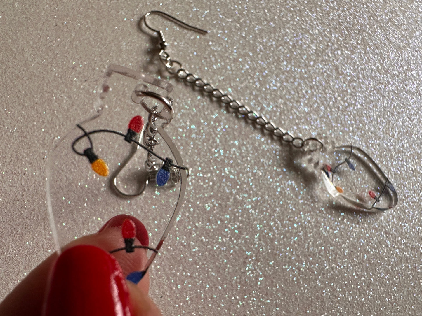 Christmas Light Earrings: Laser Cut Acrylic Christmas Fairy Lights, X-mas, Winter, Festive, Xmas, Holidays, Best Gifts for Her/Him/Them