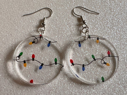 Christmas Light Earrings: Laser Cut Acrylic Christmas Lights, X-mas, Winter, Festive, Xmas, Fairy Lights, Holidays, Gifts for Her/Him/Them