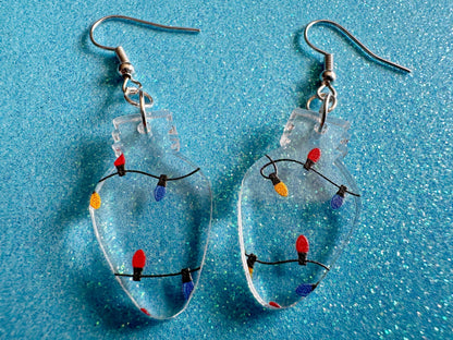 Christmas Light Earrings: Laser Cut Acrylic Christmas Lights, X-mas, Winter, Festive, Xmas, Fairy Lights, Holidays, Gifts for Her/Him/Them