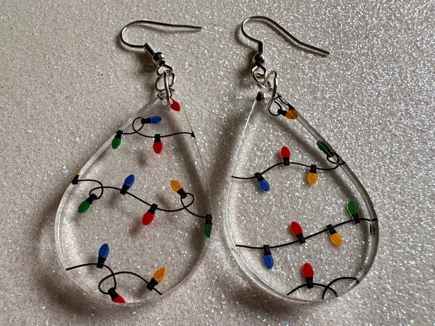 Christmas Light Earrings: Laser Cut Acrylic Christmas Lights, X-mas, Winter, Festive, Xmas, Fairy Lights, Holidays, Gifts for Her/Him/Them