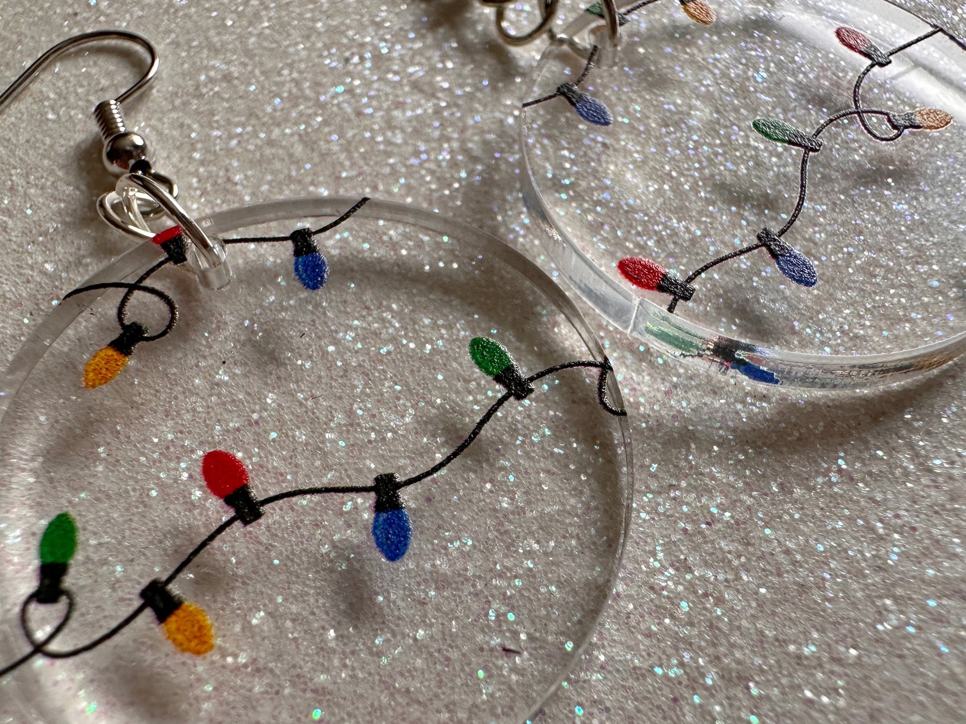 Christmas Light Earrings: Laser Cut Acrylic Christmas Lights, X-mas, Winter, Festive, Xmas, Fairy Lights, Holidays, Gifts for Her/Him/Them