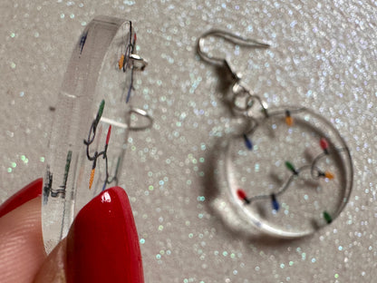 Christmas Light Earrings: Laser Cut Acrylic Christmas Lights, X-mas, Winter, Festive, Xmas, Fairy Lights, Holidays, Gifts for Her/Him/Them