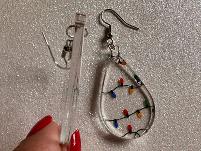Christmas Light Earrings: Laser Cut Acrylic Christmas Lights, X-mas, Winter, Festive, Xmas, Fairy Lights, Holidays, Gifts for Her/Him/Them