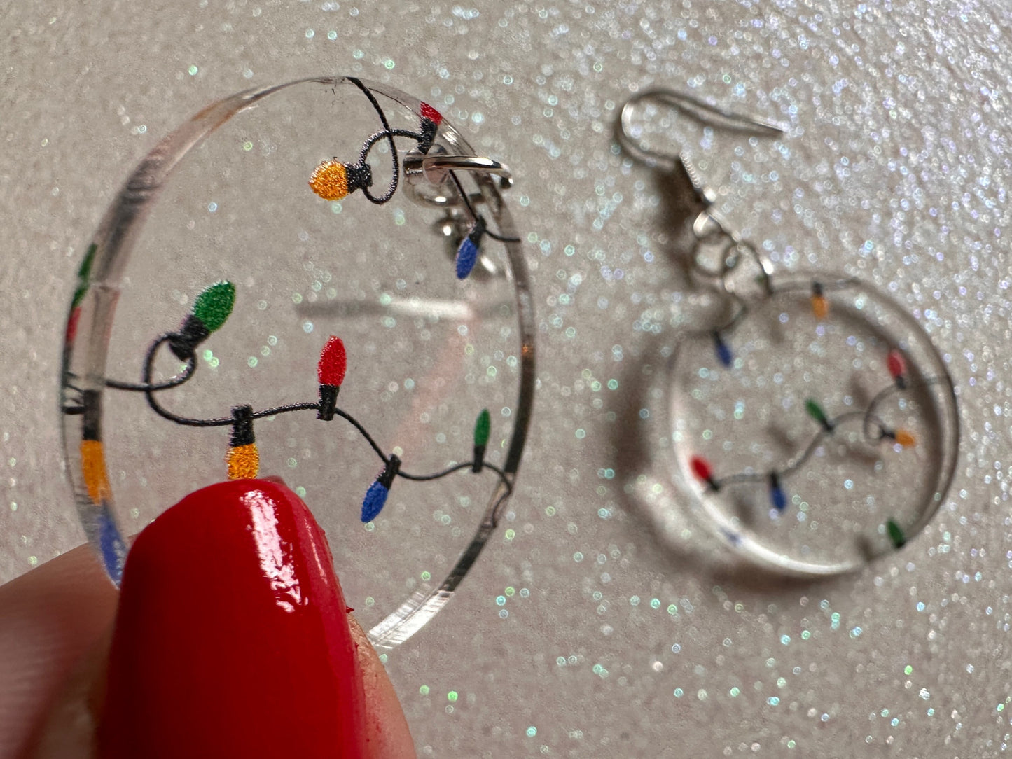 Christmas Light Earrings: Laser Cut Acrylic Christmas Lights, X-mas, Winter, Festive, Xmas, Fairy Lights, Holidays, Gifts for Her/Him/Them