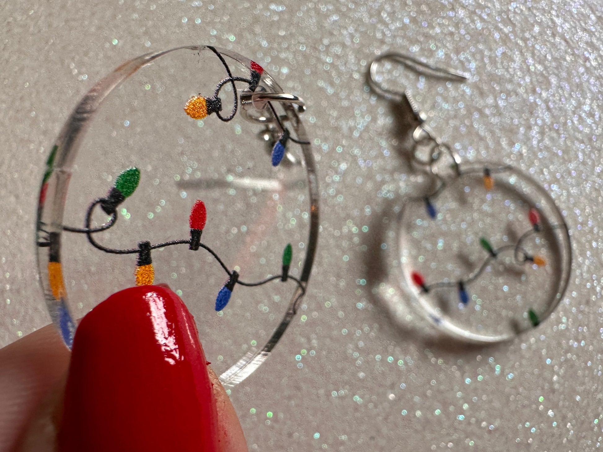 Christmas Light Earrings: Laser Cut Acrylic Christmas Lights, X-mas, Winter, Festive, Xmas, Fairy Lights, Holidays, Gifts for Her/Him/Them
