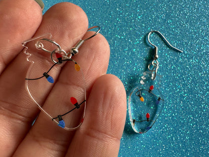 Christmas Light Earrings: Laser Cut Acrylic Christmas Lights, X-mas, Winter, Festive, Xmas, Fairy Lights, Holidays, Gifts for Her/Him/Them