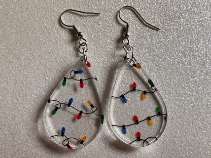 Christmas Light Earrings: Laser Cut Acrylic Christmas Lights, X-mas, Winter, Festive, Xmas, Fairy Lights, Holidays, Gifts for Her/Him/Them