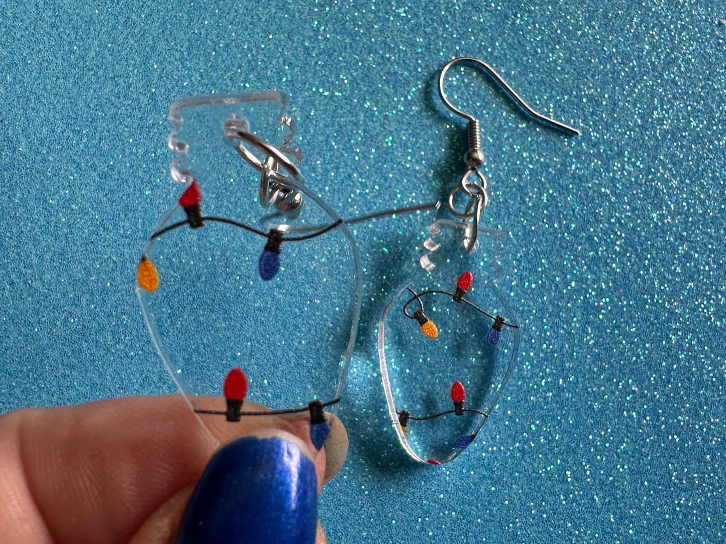 Christmas Light Earrings: Laser Cut Acrylic Christmas Lights, X-mas, Winter, Festive, Xmas, Fairy Lights, Holidays, Gifts for Her/Him/Them