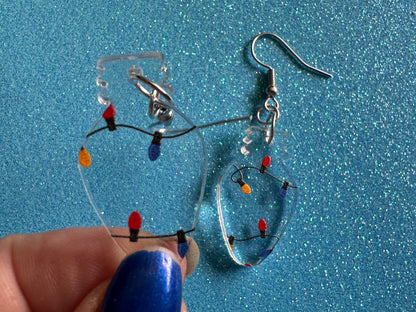 Christmas Light Earrings: Laser Cut Acrylic Christmas Lights, X-mas, Winter, Festive, Xmas, Fairy Lights, Holidays, Gifts for Her/Him/Them