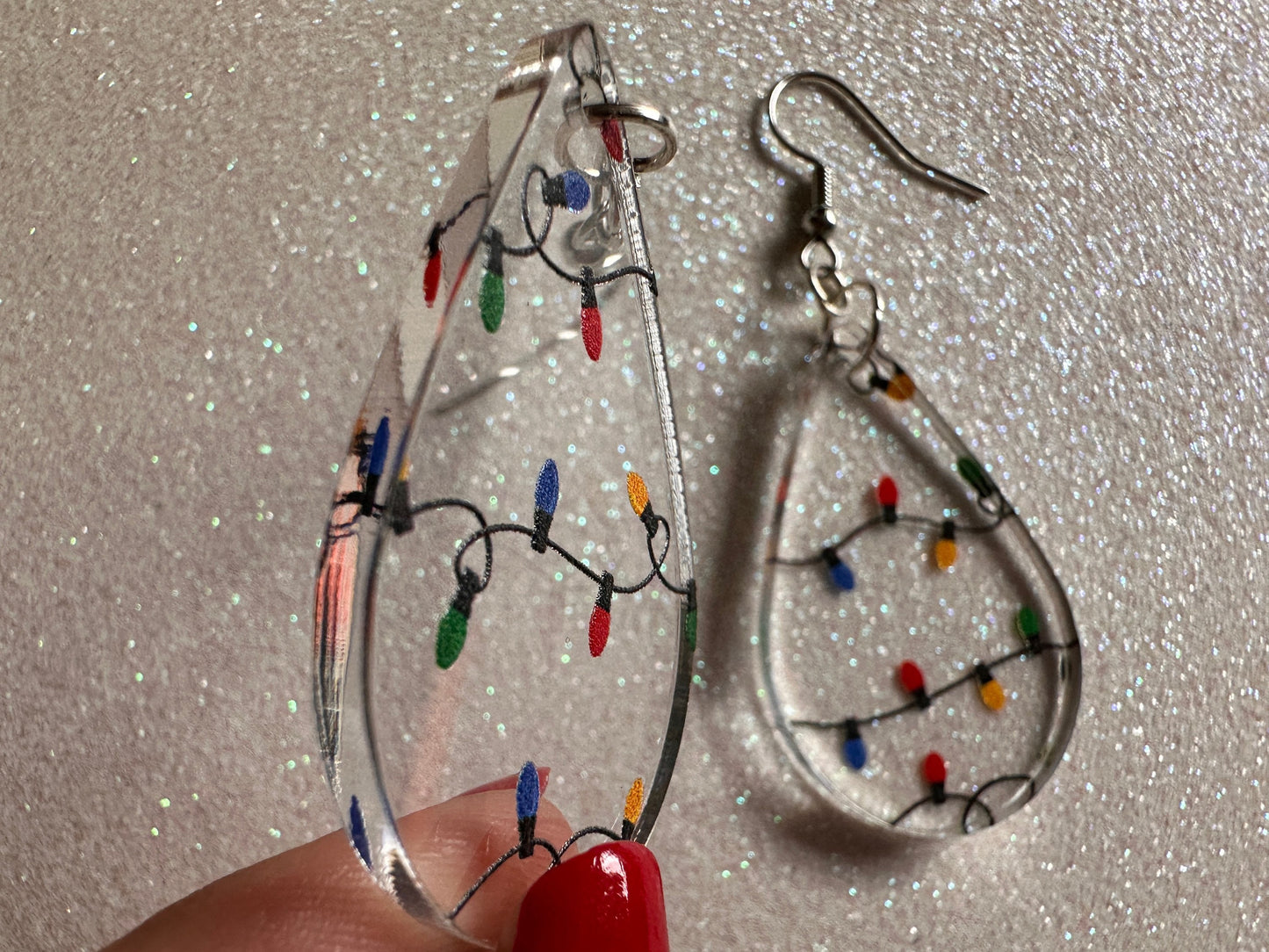 Christmas Light Earrings: Laser Cut Acrylic Christmas Lights, X-mas, Winter, Festive, Xmas, Fairy Lights, Holidays, Gifts for Her/Him/Them