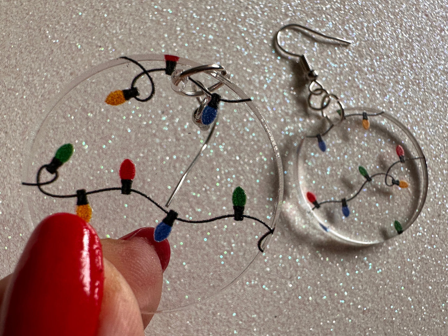 Christmas Light Earrings: Laser Cut Acrylic Christmas Lights, X-mas, Winter, Festive, Xmas, Fairy Lights, Holidays, Gifts for Her/Him/Them
