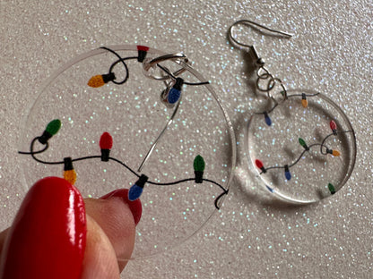 Christmas Light Earrings: Laser Cut Acrylic Christmas Lights, X-mas, Winter, Festive, Xmas, Fairy Lights, Holidays, Gifts for Her/Him/Them