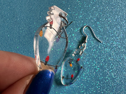 Christmas Light Earrings: Laser Cut Acrylic Christmas Lights, X-mas, Winter, Festive, Xmas, Fairy Lights, Holidays, Gifts for Her/Him/Them