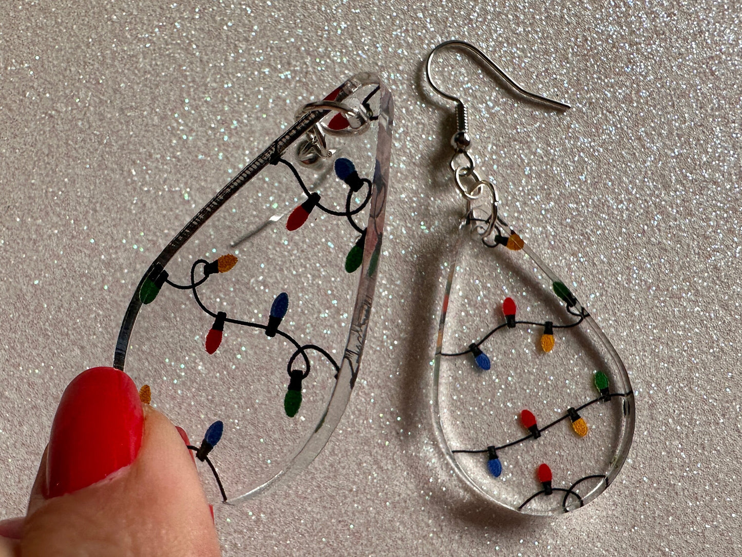 Christmas Light Earrings: Laser Cut Acrylic Christmas Lights, X-mas, Winter, Festive, Xmas, Fairy Lights, Holidays, Gifts for Her/Him/Them
