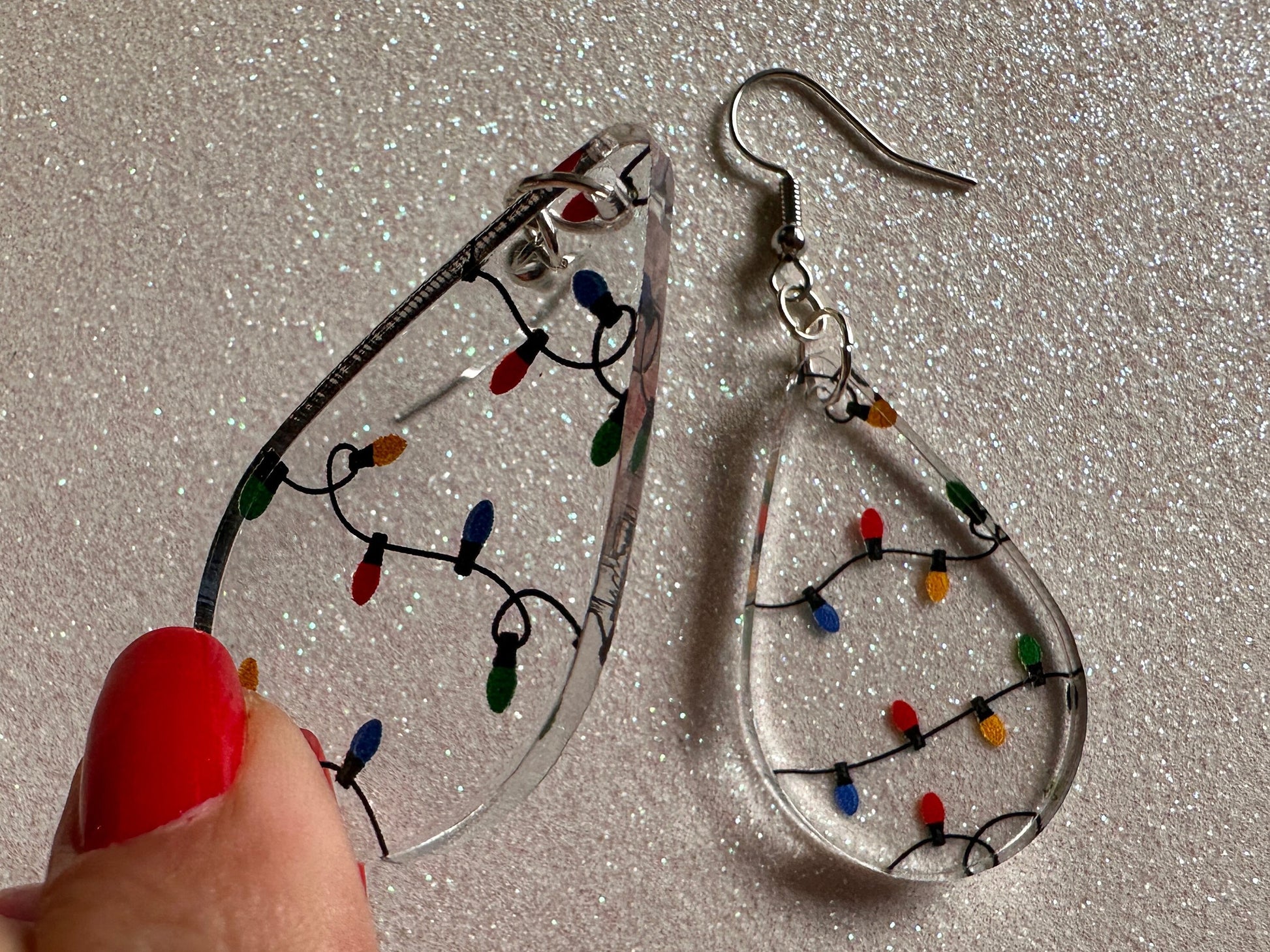 Christmas Light Earrings: Laser Cut Acrylic Christmas Lights, X-mas, Winter, Festive, Xmas, Fairy Lights, Holidays, Gifts for Her/Him/Them
