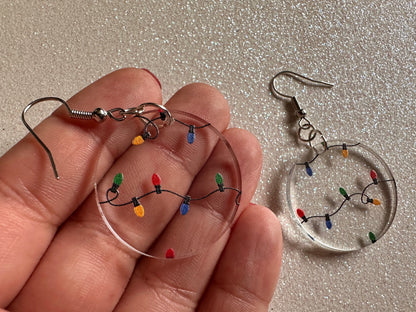 Christmas Light Earrings: Laser Cut Acrylic Christmas Lights, X-mas, Winter, Festive, Xmas, Fairy Lights, Holidays, Gifts for Her/Him/Them