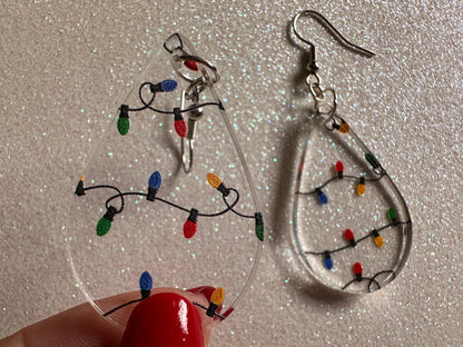 Christmas Light Earrings: Laser Cut Acrylic Christmas Lights, X-mas, Winter, Festive, Xmas, Fairy Lights, Holidays, Gifts for Her/Him/Them