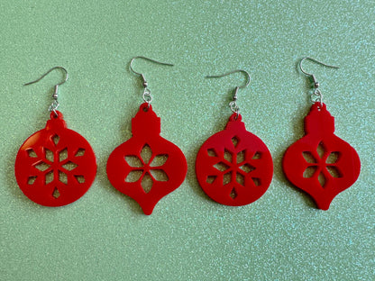 Christmas Ornament Earrings: Christmas Baubles, Festive, Holiday, X-mas Ornaments, Novelty Costume Jewelry, Best Gifts for Her/Him/Them