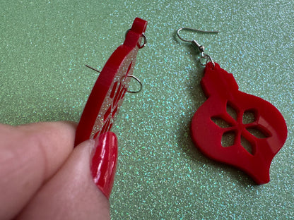 Christmas Ornament Earrings: Christmas Baubles, Festive, Holiday, X-mas Ornaments, Novelty Costume Jewelry, Best Gifts for Her/Him/Them