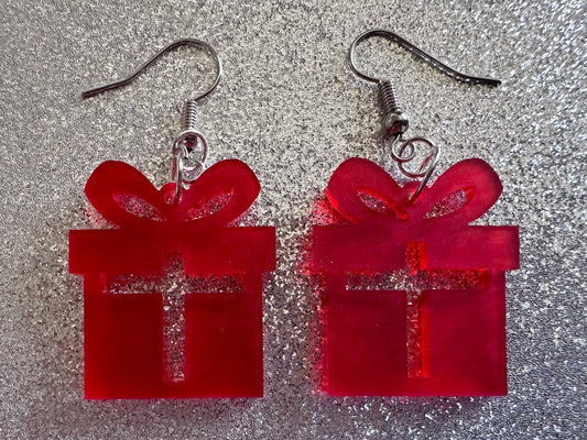 Christmas Present Earrings: Laser Cut Acrylic Presents, Xmas, X-mas, Birthday, Best Gifts for Her/Him/Them