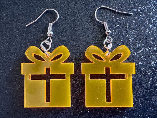 Christmas Present Earrings: Laser Cut Acrylic Presents, Xmas, X-mas, Birthday, Best Gifts for Her/Him/Them