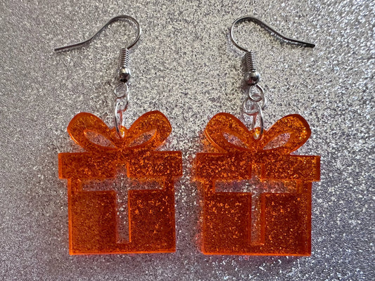 Christmas Present Earrings: Laser Cut Acrylic Presents, Xmas, X-mas, Birthday, Best Gifts for Her/Him/Them