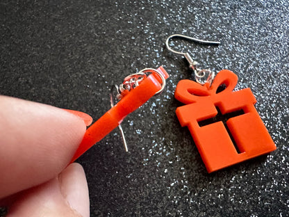 Christmas Present Earrings: Laser Cut Acrylic Presents, Xmas, X-mas, Birthday, Best Gifts for Her/Him/Them
