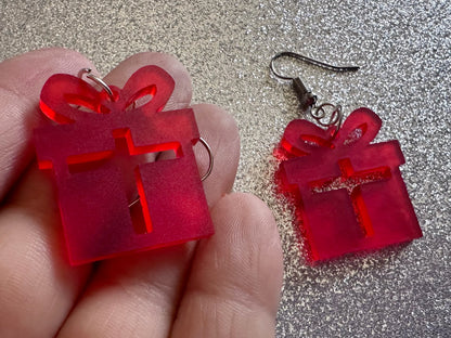 Christmas Present Earrings: Laser Cut Acrylic Presents, Xmas, X-mas, Birthday, Best Gifts for Her/Him/Them