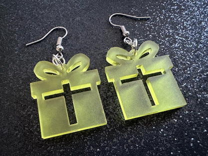 Christmas Present Earrings: Laser Cut Acrylic Presents, Xmas, X-mas, Birthday, Best Gifts for Her/Him/Them