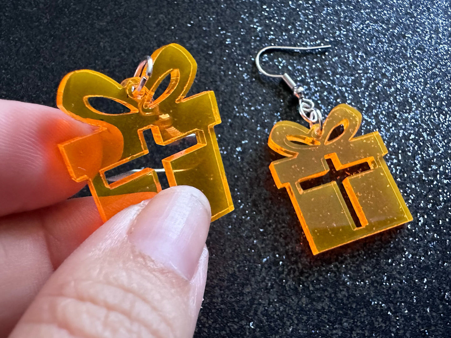 Christmas Present Earrings: Laser Cut Acrylic Presents, Xmas, X-mas, Birthday, Best Gifts for Her/Him/Them