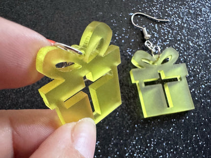 Christmas Present Earrings: Laser Cut Acrylic Presents, Xmas, X-mas, Birthday, Best Gifts for Her/Him/Them