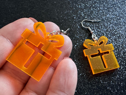 Christmas Present Earrings: Laser Cut Acrylic Presents, Xmas, X-mas, Birthday, Best Gifts for Her/Him/Them