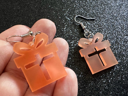 Christmas Present Earrings: Laser Cut Acrylic Presents, Xmas, X-mas, Birthday, Best Gifts for Her/Him/Them