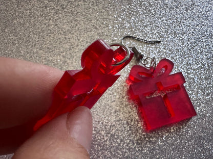 Christmas Present Earrings: Laser Cut Acrylic Presents, Xmas, X-mas, Birthday, Best Gifts for Her/Him/Them