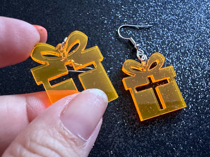 Christmas Present Earrings: Laser Cut Acrylic Presents, Xmas, X-mas, Birthday, Best Gifts for Her/Him/Them