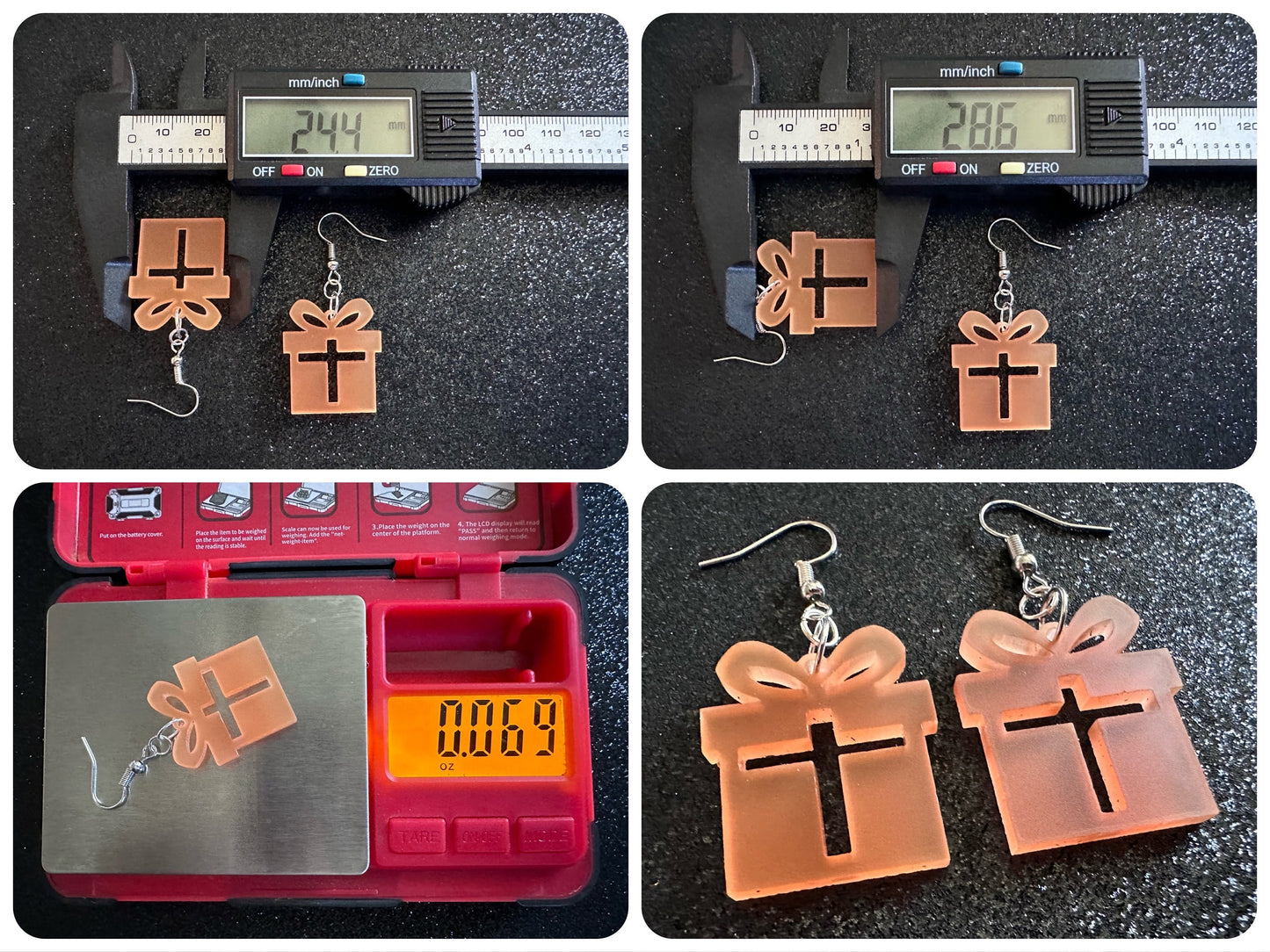 Christmas Present Earrings: Laser Cut Acrylic Presents, Xmas, X-mas, Birthday, Best Gifts for Her/Him/Them