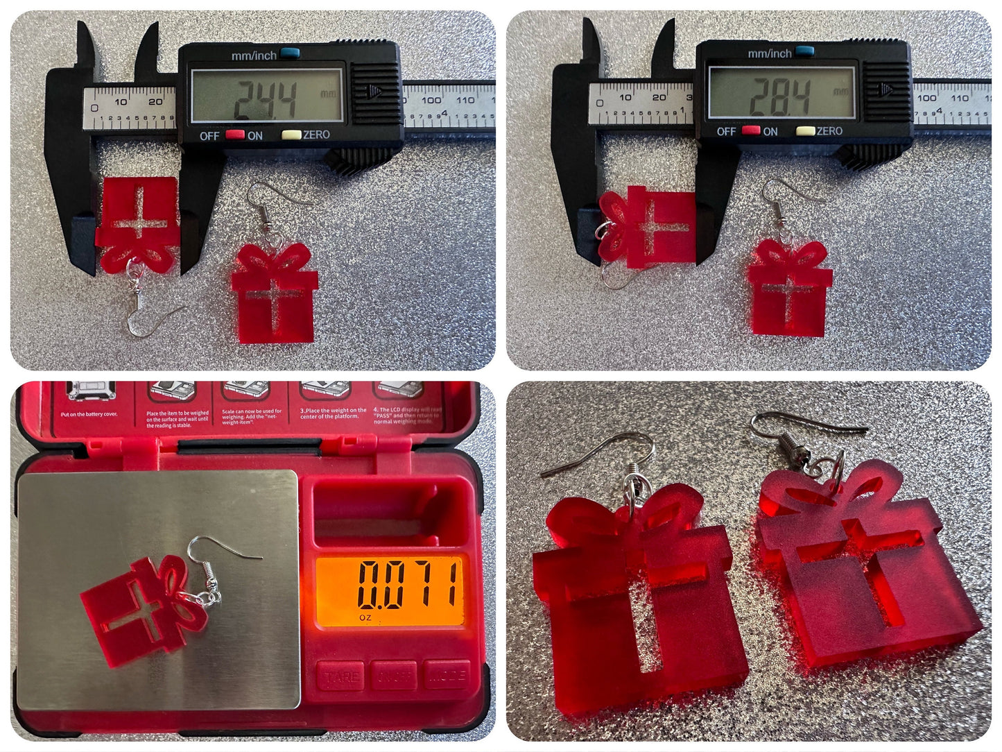 Christmas Present Earrings: Laser Cut Acrylic Presents, Xmas, X-mas, Birthday, Best Gifts for Her/Him/Them