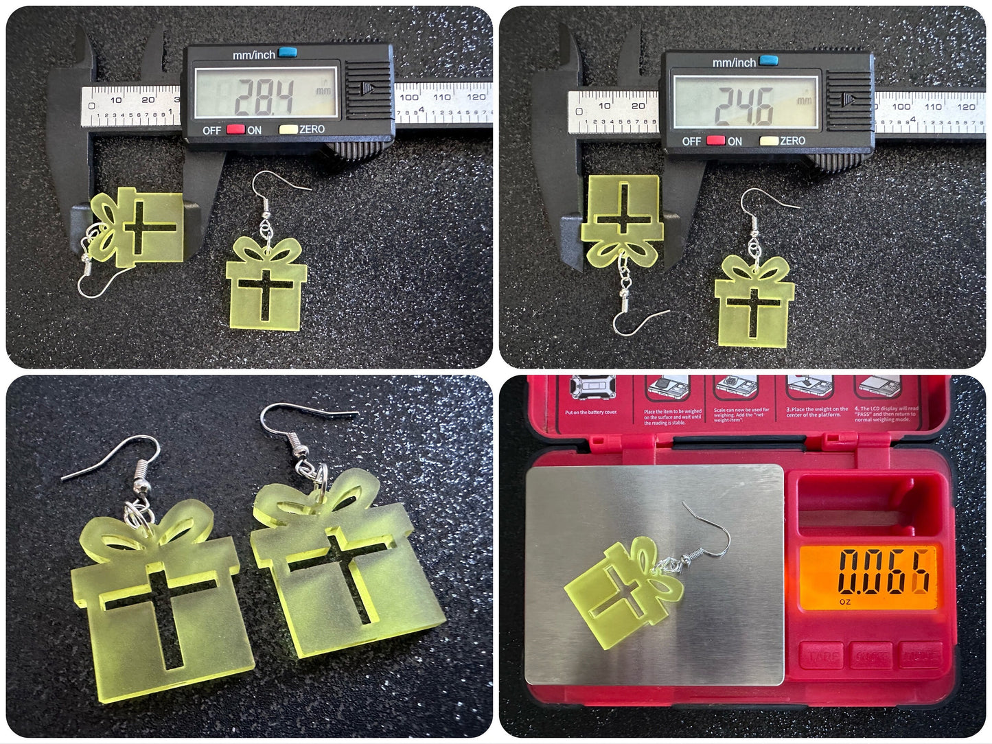 Christmas Present Earrings: Laser Cut Acrylic Presents, Xmas, X-mas, Birthday, Best Gifts for Her/Him/Them