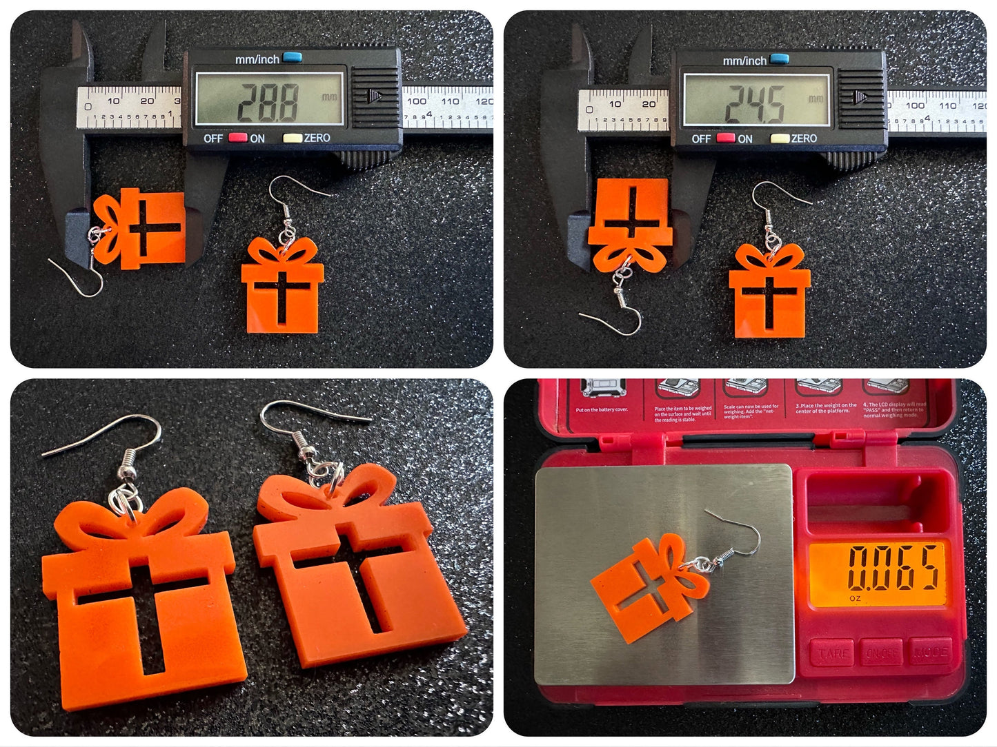 Christmas Present Earrings: Laser Cut Acrylic Presents, Xmas, X-mas, Birthday, Best Gifts for Her/Him/Them