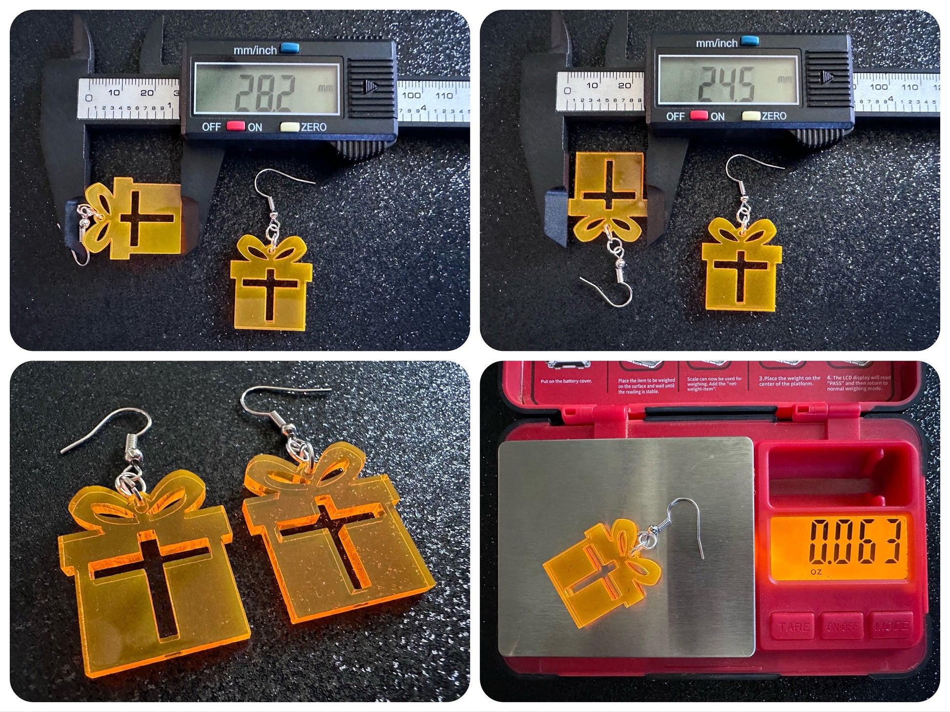 Christmas Present Earrings: Laser Cut Acrylic Presents, Xmas, X-mas, Birthday, Best Gifts for Her/Him/Them