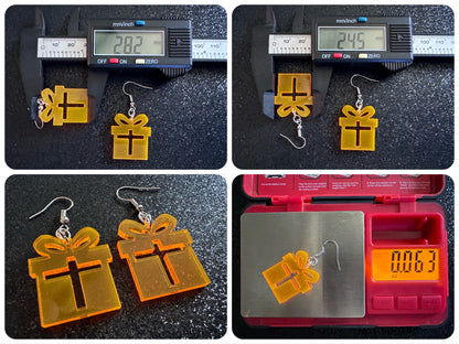 Christmas Present Earrings: Laser Cut Acrylic Presents, Xmas, X-mas, Birthday, Best Gifts for Her/Him/Them