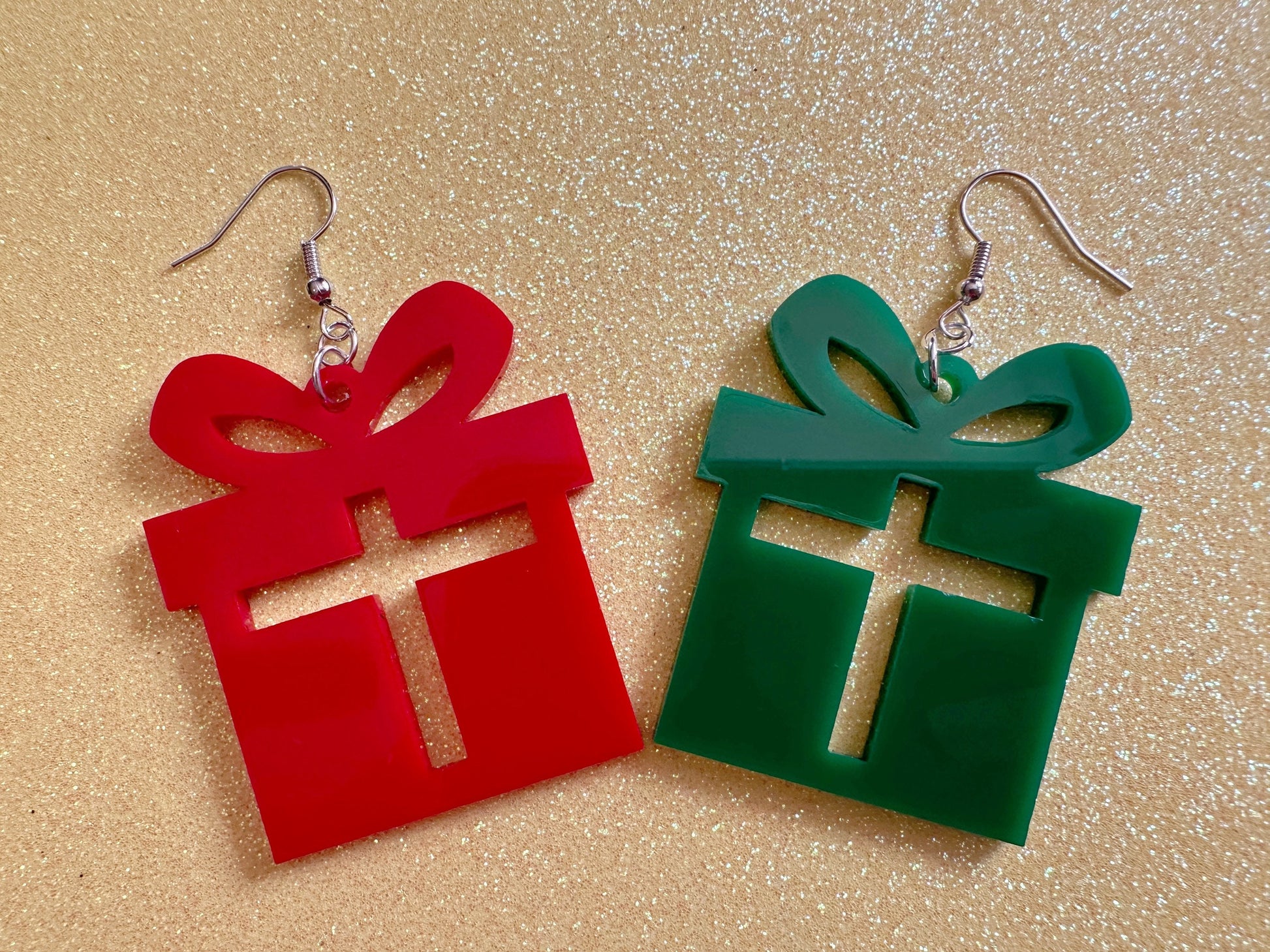 Christmas Present Earrings: Laser Cut Acrylic Presents, Xmas, X-mas, Birthday, Gifts for Her/Him/Them