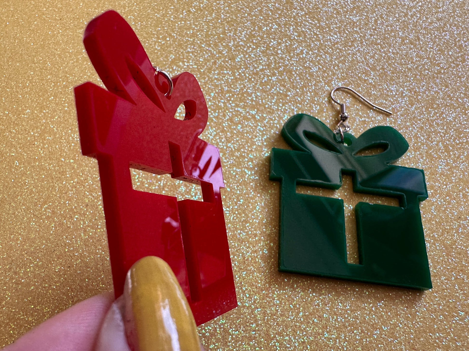 Christmas Present Earrings: Laser Cut Acrylic Presents, Xmas, X-mas, Birthday, Gifts for Her/Him/Them