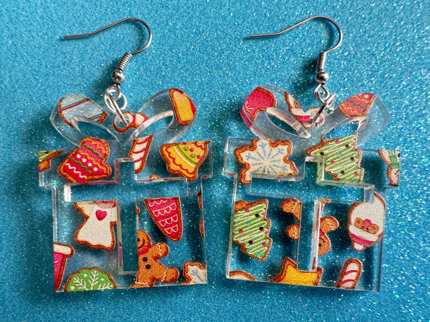 Christmas Present Earrings: Laser Cut Acrylic Presents, Xmas, X-mas, Christmas Cookies, Purple Gift, Present, Best Gifts for Her/Him/Them