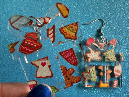 Christmas Present Earrings: Laser Cut Acrylic Presents, Xmas, X-mas, Christmas Cookies, Purple Gift, Present, Best Gifts for Her/Him/Them