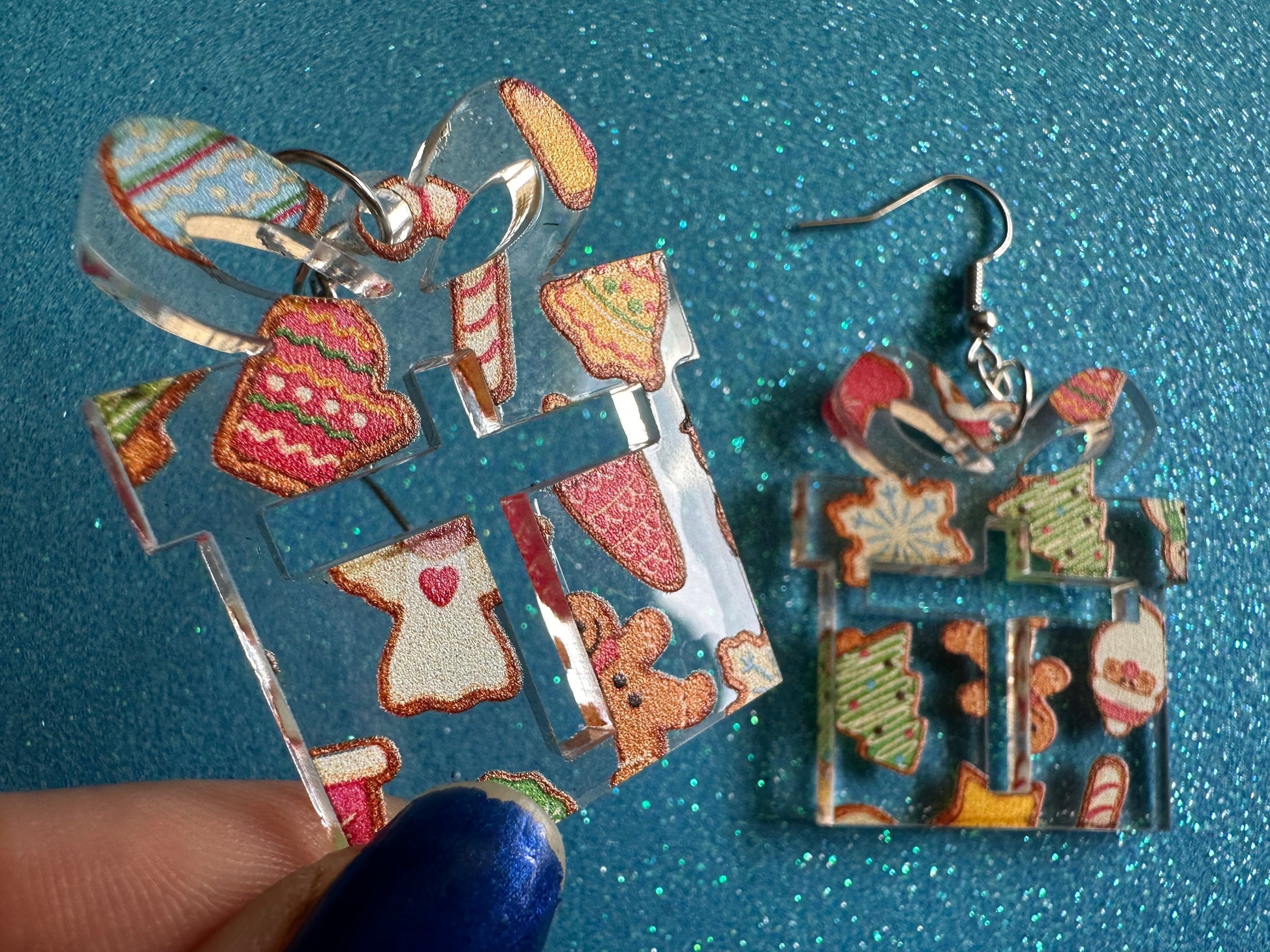Christmas Present Earrings: Laser Cut Acrylic Presents, Xmas, X-mas, Christmas Cookies, Purple Gift, Present, Best Gifts for Her/Him/Them