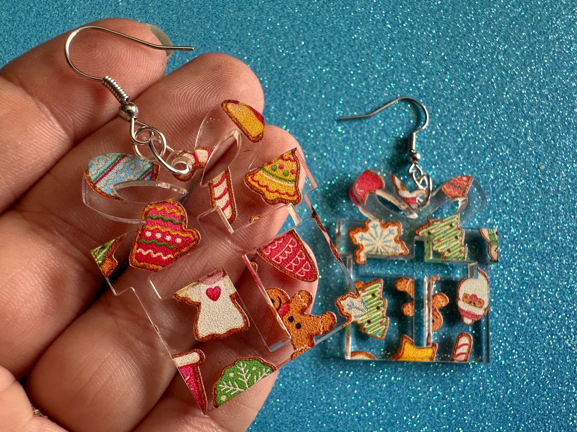 Christmas Present Earrings: Laser Cut Acrylic Presents, Xmas, X-mas, Christmas Cookies, Purple Gift, Present, Best Gifts for Her/Him/Them