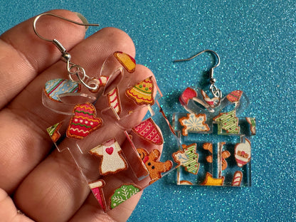 Christmas Present Earrings: Laser Cut Acrylic Presents, Xmas, X-mas, Christmas Cookies, Purple Gift, Present, Best Gifts for Her/Him/Them